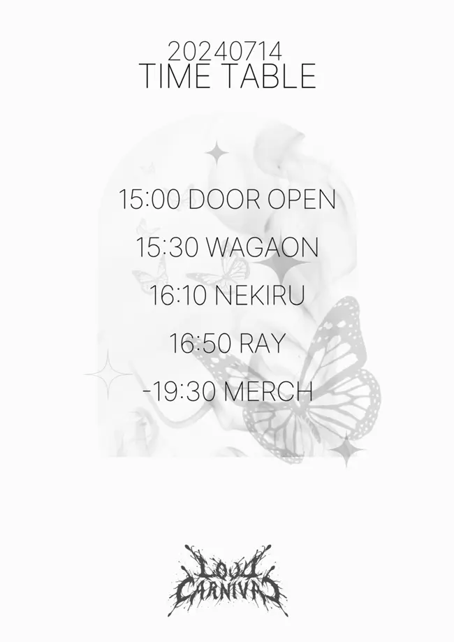 LOUDCARNIVAL vol.07 RAY live in seoul day 3 『a Butterfly Effect』 겐바 포스터